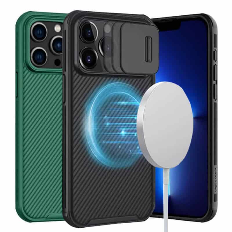 Nillkin For Apple iPhone 13 13 Pro 13 Pro Max 13 Mini Case [Support Magsafe Charger] CamShield With Camera Protection Case Slim Magnetic Shockproof Heavy Duty Cover (Black)
