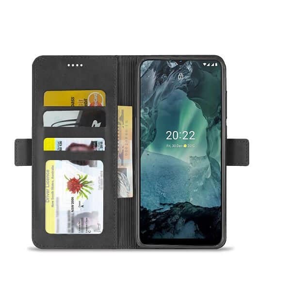 Nokia G21 SupRShield Wallet Leather Card Holder Flip Protective Shockproof Magnetic Case Cover (Black)