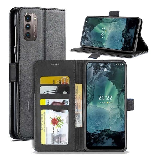Nokia G21 SupRShield Wallet Leather Card Holder Flip Protective Shockproof Magnetic Case Cover (Black)