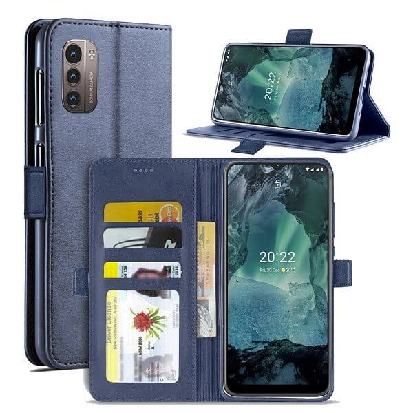 Nokia G21 SupRShield Wallet Leather Card Holder Flip Protective Shockproof Magnetic Case Cover (Navy Blue)
