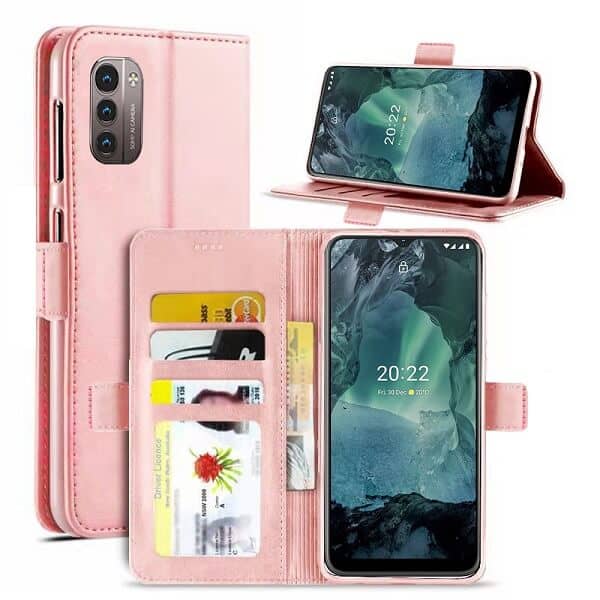 Nokia G21 SupRShield Wallet Leather Card Holder Flip Protective Shockproof Magnetic Case Cover (Rose Gold)