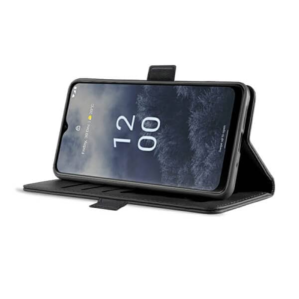 Nokia G60 Wallet Case Flip Leather Card Slots Magnetic Stand Cover (Black)