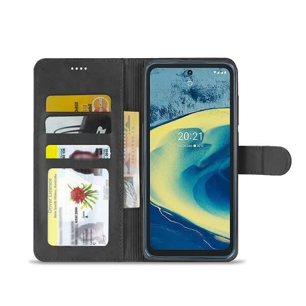 Nokia XR20 5G Wallet Case Flip Leather Card Slots Magnetic Stand Cover (Black)