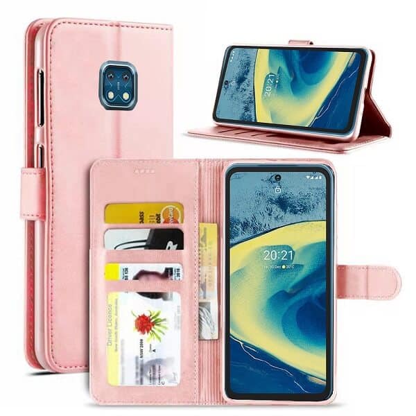 Nokia XR20 5G Wallet Case Flip Leather Card Slots Magnetic Stand Cover (Rose Gold)