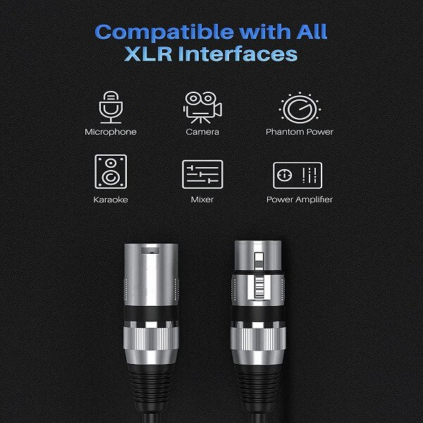 XLR Extension Cable Karaoke Microphone Sound Cable Plug for Audio Mixer Amplifiers Male To Female 3 Pin Jack Mic Mixer Cord