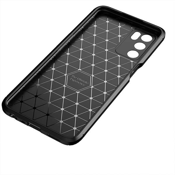 Oppo A54S Case Shockproof Heavy Duty Rugged Anti Knock Matte Carbon Fiber Back Cover (Black)