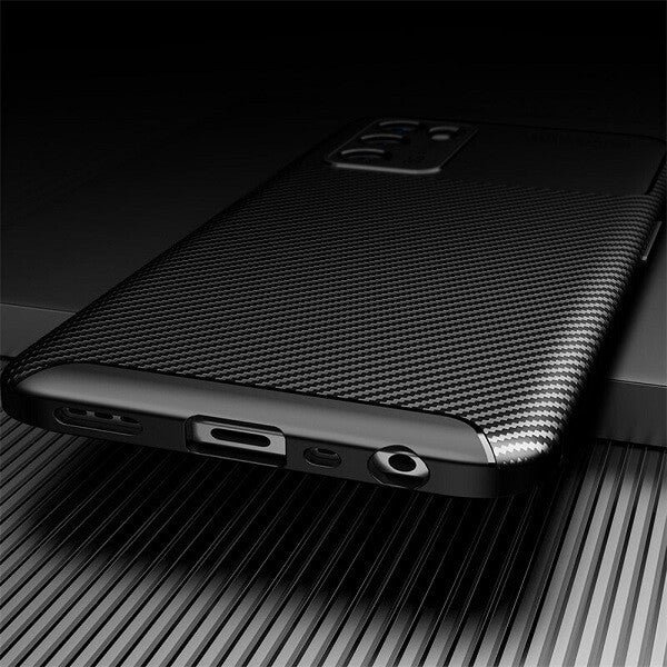 Oppo A54S Case Shockproof Heavy Duty Rugged Anti Knock Matte Carbon Fiber Back Cover (Black)