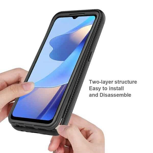 Oppo A54S Military Grade Full Body Shockproof Clear Heavy Duty Case Bumper Drop Protection Tough Cover (Black)