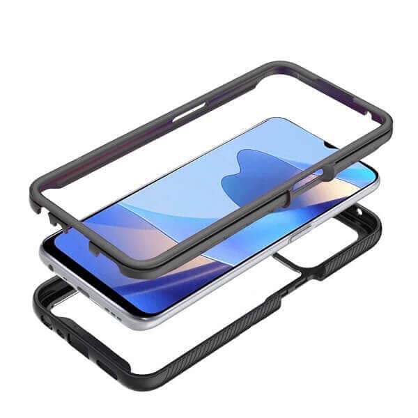 Oppo A54S Military Grade Full Body Shockproof Clear Heavy Duty Case Bumper Drop Protection Tough Cover (Black)