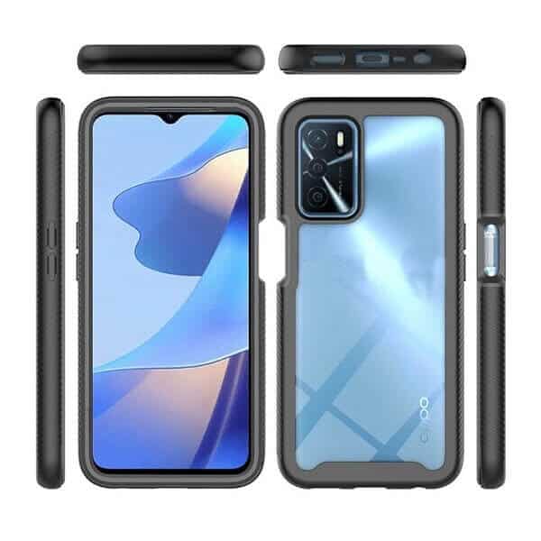 Oppo A54S Military Grade Full Body Shockproof Clear Heavy Duty Case Bumper Drop Protection Tough Cover (Black)