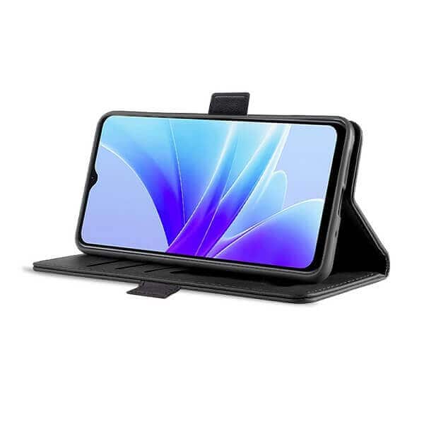Oppo A57S A57 5G Wallet Case Flip Leather Card Slots Magnetic Stand Cover (Black)