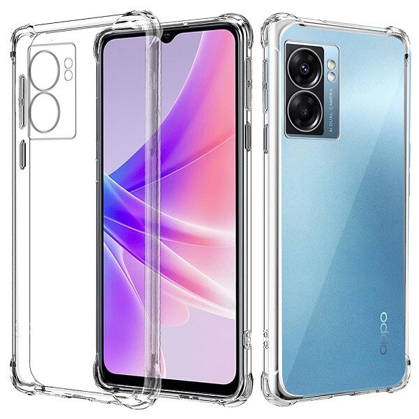 Oppo A77 5G Clear Case Shockproof Tough Gel Clear Transparent Air Cushion Cover (Transparent)