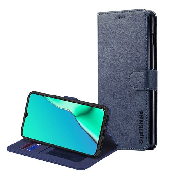 Oppo A9 2020 Wallet Leather Flip Stand Magnetic Case Cover (Navy Blue)