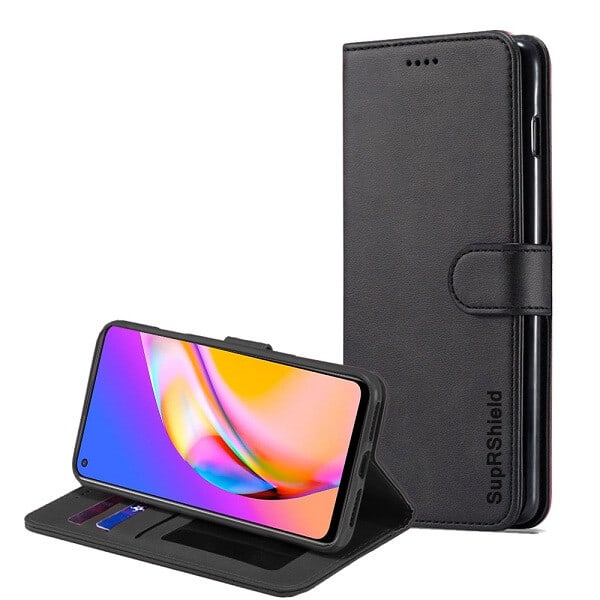 Oppo A94 5G Wallet Case Flip Leather Card Slots Magnetic Stand Cover (Black)