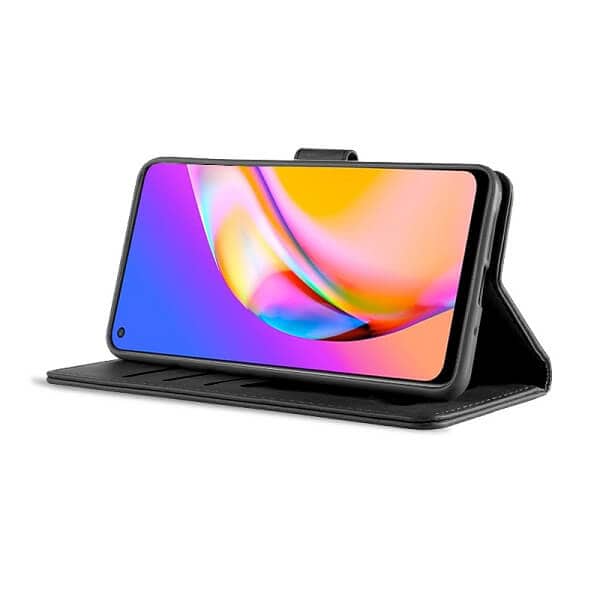 Oppo A94 5G Wallet Case Flip Leather Card Slots Magnetic Stand Cover (Black)