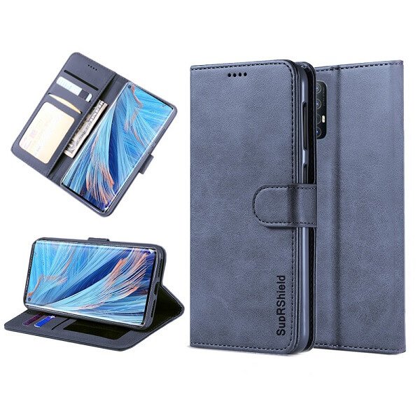 Oppo Find X2 Neo Wallet Case Flip Leather Card Slots Cover (Navy Blue)