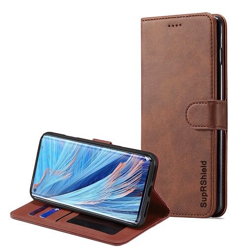 Oppo Find X2 Neo Wallet Flip Case Leather Card Slots Cover (Coffee)