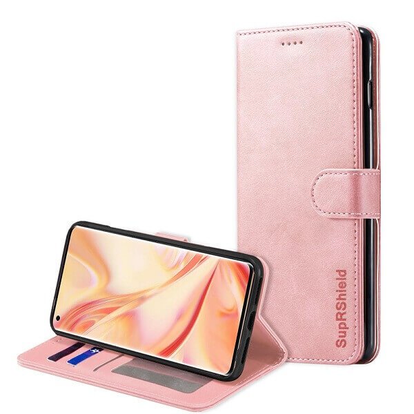 Oppo Find X2 Pro Wallet Flip Case Leather Card Slots Cover (Rose Gold)