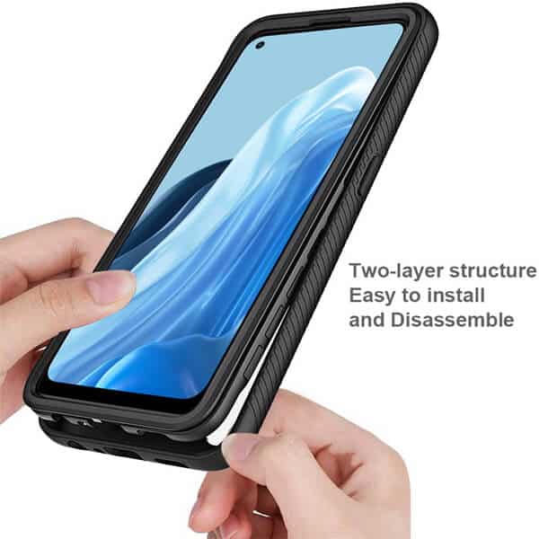 Oppo Reno 8 Lite 5G Military Grade Shockproof Clear Heavy Duty Case Bumper Drop Protection Tough Cover (Black)