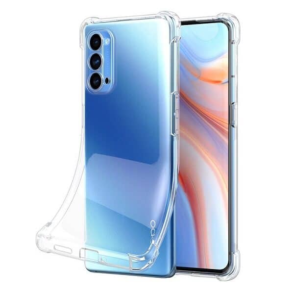 Oppo Reno4 5G Clear Case Shockproof Tough Gel Transparent Air Cushion Heavy Duty Phone Back Cover (Clear)