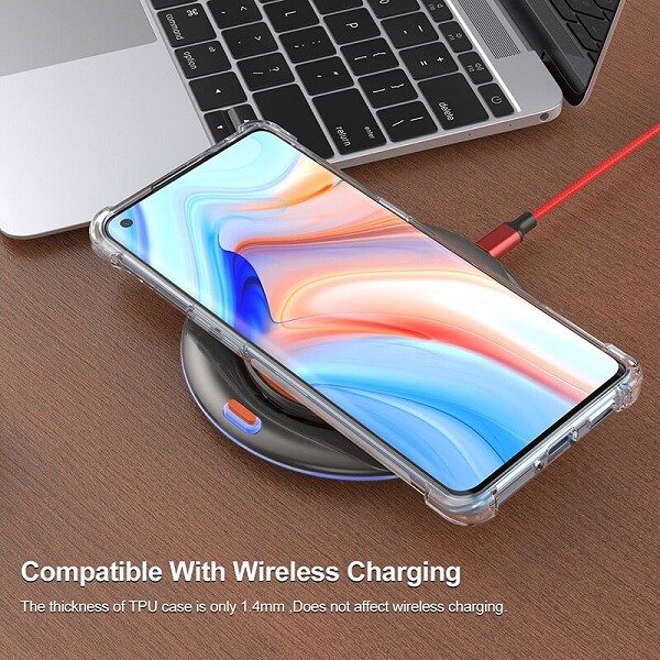 Oppo Reno4 5G Clear Case Shockproof Tough Gel Transparent Air Cushion Heavy Duty Phone Back Cover (Clear)