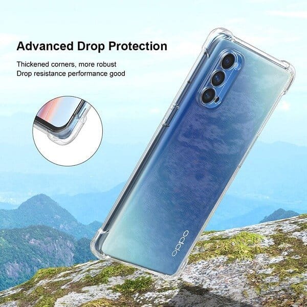 Oppo Reno4 5G Clear Case Shockproof Tough Gel Transparent Air Cushion Heavy Duty Phone Back Cover (Clear)
