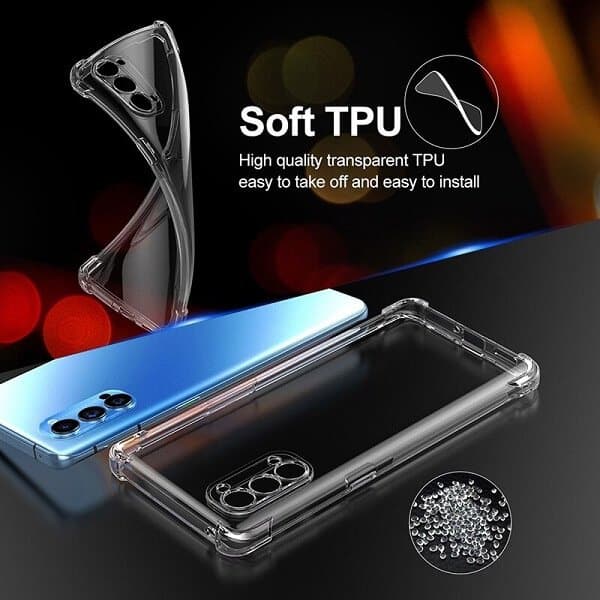 Oppo Reno4 5G Clear Case Shockproof Tough Gel Transparent Air Cushion Heavy Duty Phone Back Cover (Clear)