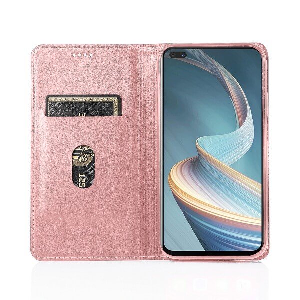Oppo Reno4 Z 5G Wallet Case Flip Leather Card Slots Pocket Magnetic Stand Cover (Rose Gold)