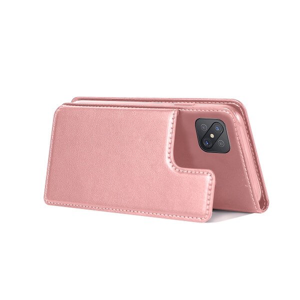 Oppo Reno4 Z 5G Wallet Case Flip Leather Card Slots Pocket Magnetic Stand Cover (Rose Gold)