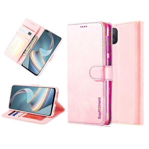 Oppo Reno4 Z 5G Wallet Case Flip Leather Card Slots Pocket Magnetic Stand Cover (Rose Gold)