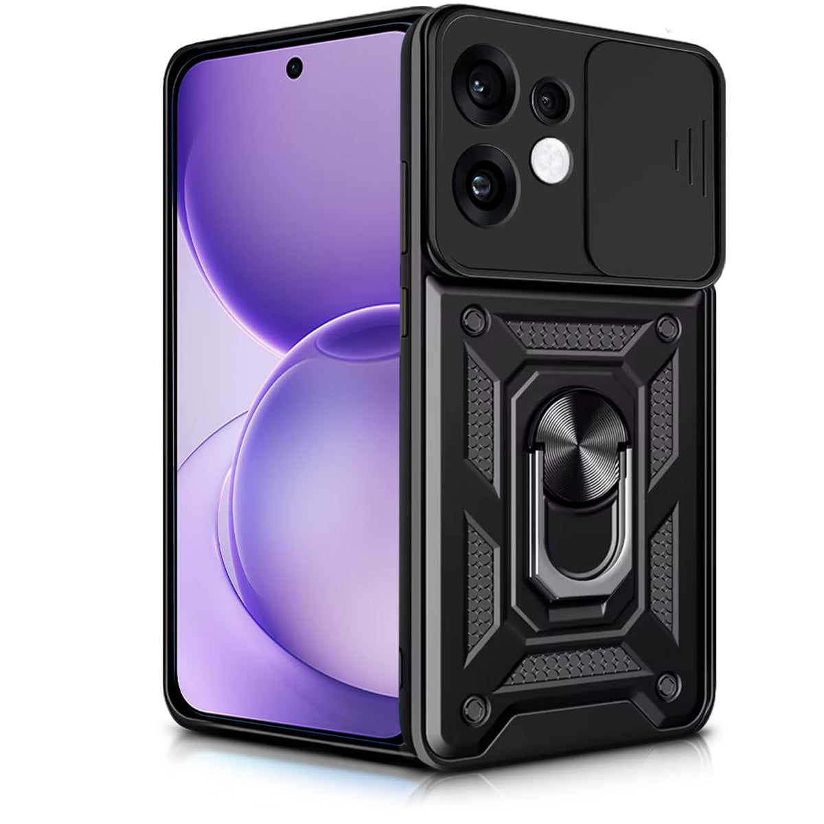 For Oppo Reno 16 F Rugged Shockproof Case – 360° Rotating Ring Stand Heavy Duty Cover