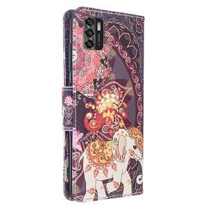 Optus X Pro Wallet Case Flip Leather Card Holder Slots Magnetic Shockproof Cover (Elephant)
