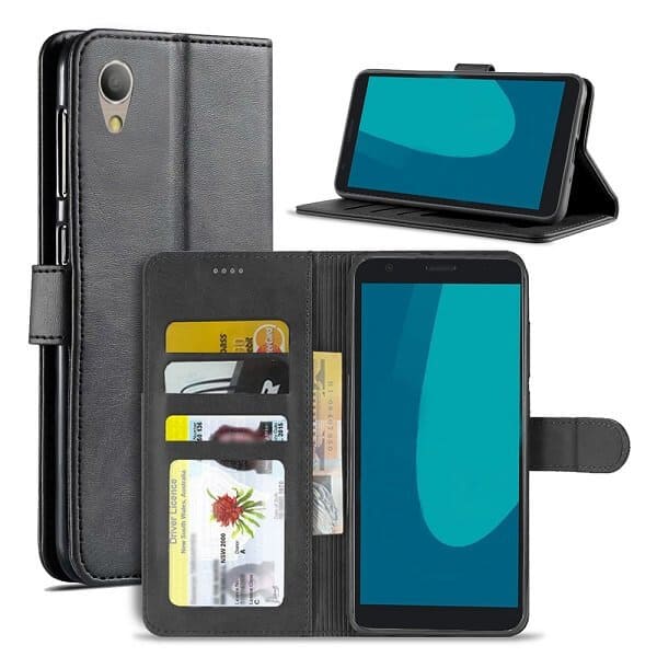 Optus X Start 3 SupRShield Wallet Leather Card Holder Flip Protective Shockproof Magnetic Case Cover (Black)