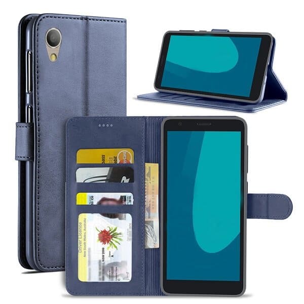 Optus X Start 3 SupRShield Wallet Leather Card Holder Flip Protective Shockproof Magnetic Case Cover (Navy Blue)