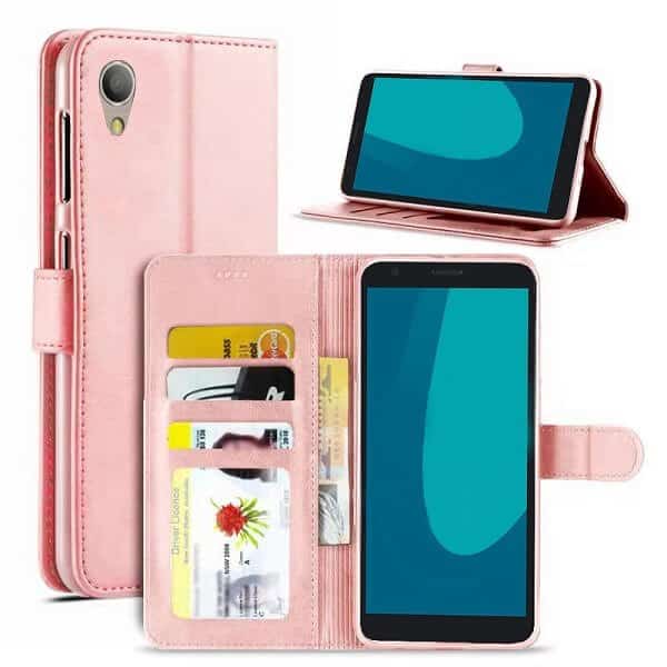 Optus X Start 3 SupRShield Wallet Leather Card Holder Flip Protective Shockproof Magnetic Case Cover (Rose Gold)