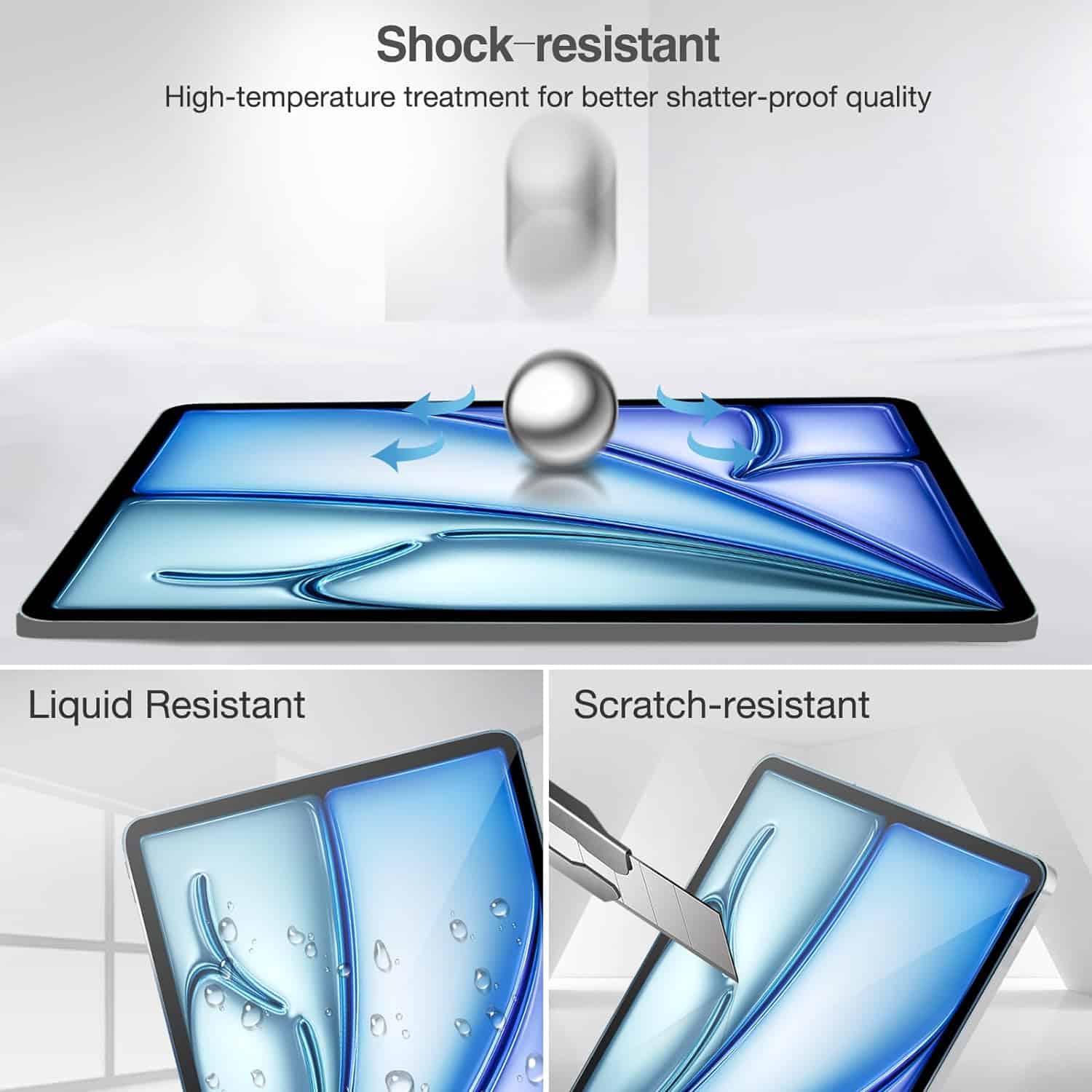 (2 Pack) For iPad Air 13 inch 2024 Pro 13 inch 2024 Tempered Glass Screen Protector
