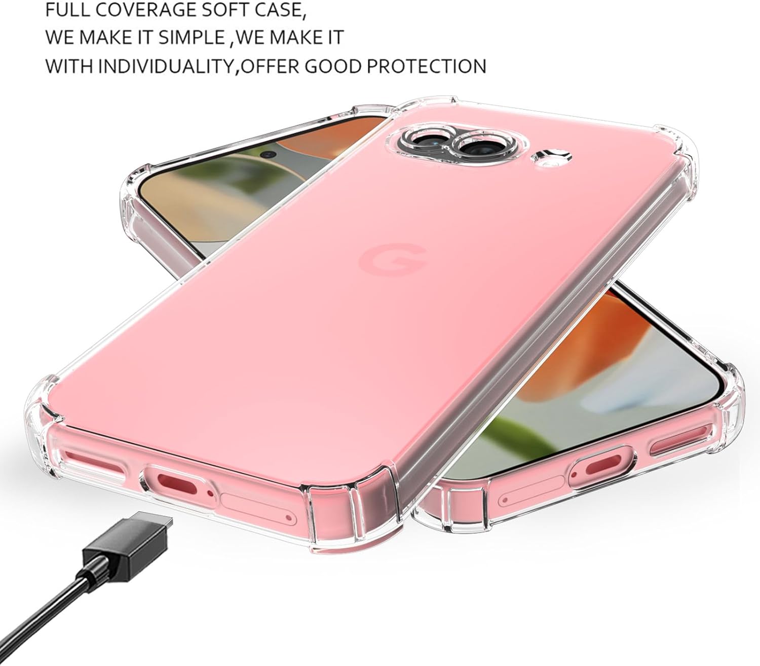 For Google Pixel 10/10a/10 Pro/10 Pro XL 5G SupRShield Clear Case Shockproof Tough Gel Clear Transparent Air Cushion Cover (Transparent)