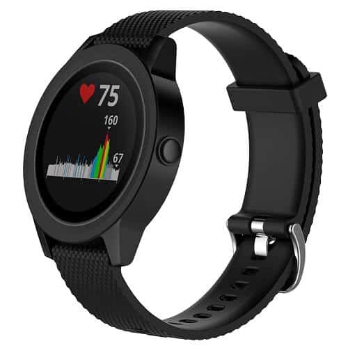 Garmin Vivoactive 3 /Garmin Forerunner 645 Music Silicone Wristband Adjustable Silicone Rubber Watch Band Kit (Black)