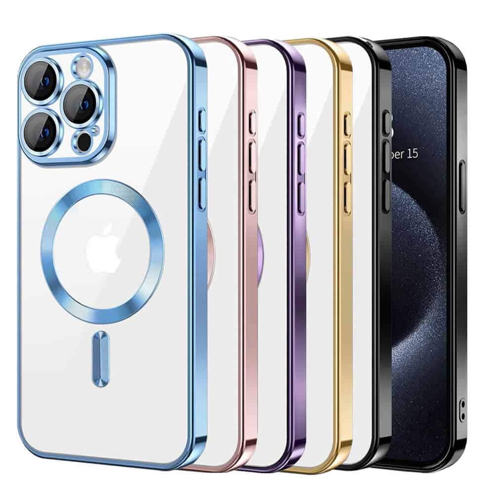 For Apple iPhone 15/15Pro/15 Pro Max /15 Plus MagSafe Magnetic Case with HaloLock Shockproof Protective Electroplating Clear Cover