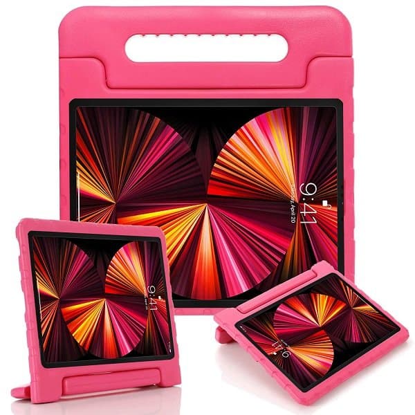 iPad Pro 11 2021 Kids Case Shockproof Kickstand Cover (Hot Pink)