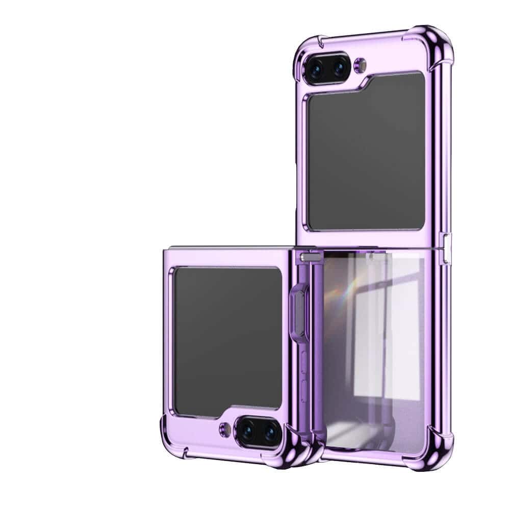 For Samsung Galaxy Z Flip 5 Case Electroplated Transparent Back Folding Shockproof Hard Gel Cover