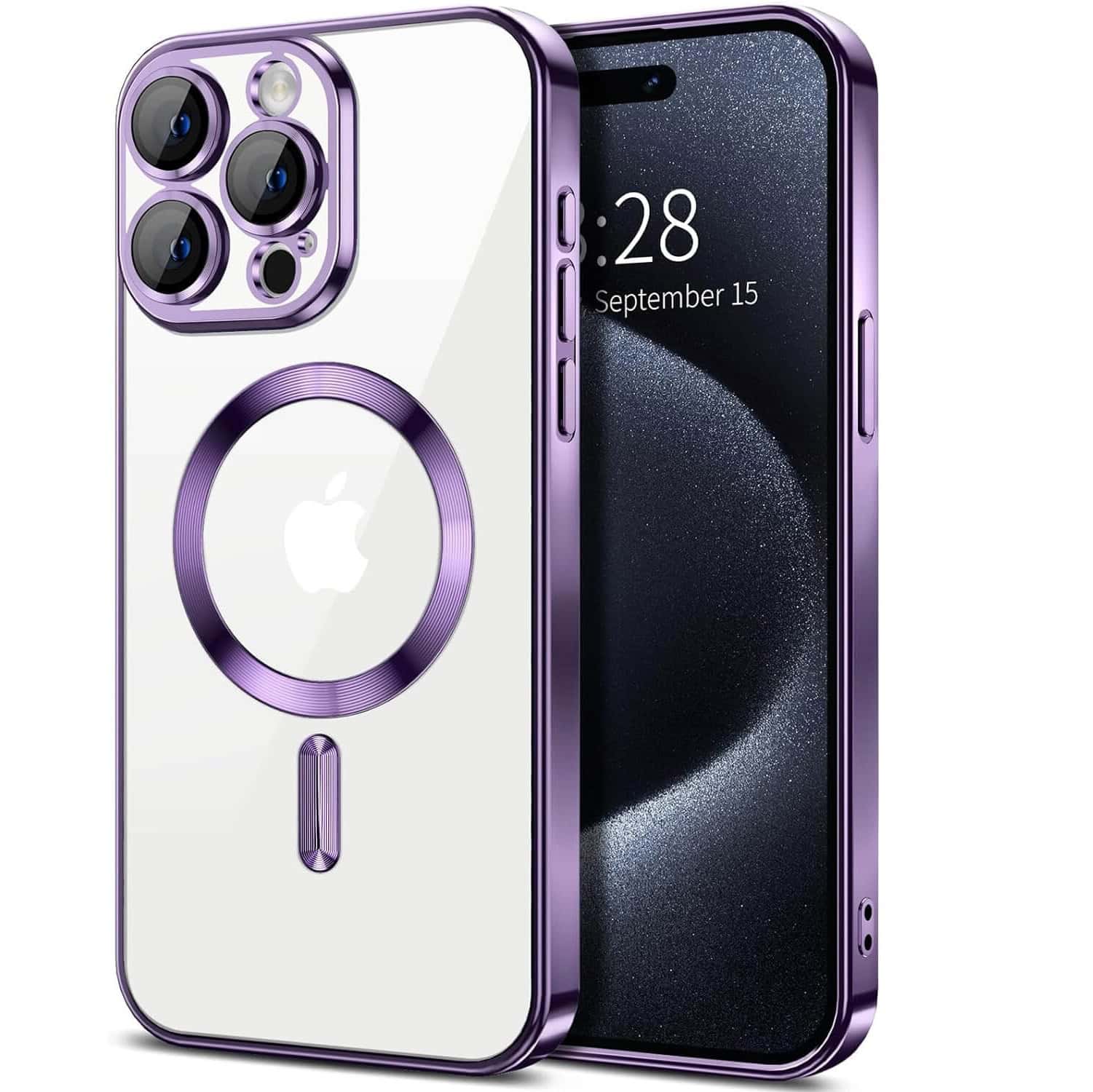 For Apple iPhone 15 Pro MagSafe Magnetic Case with HaloLock Shockproof Protection Electroplating Clear Cover