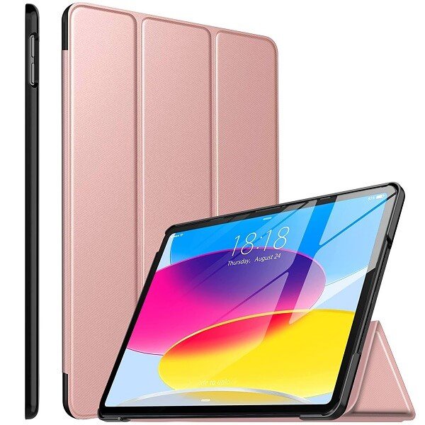 Apple iPad 10th Gen 10.9 2022 Leather Case Smart Folio Cover (Rose Gold)