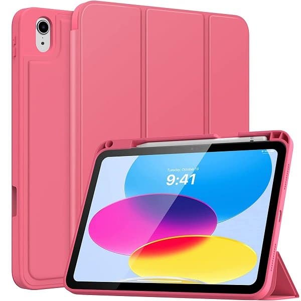 Black Apple iPad 10th Gen Pencil Holder Case Flip Leather Cover