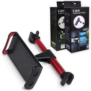 Universal 360 Degree Rotating Car Seat Back Headrest Mount Holder Mobile iPad Tablet Lenovo GPS iPhone Tab Samsung Nokia Oppo Google (Black/Red)