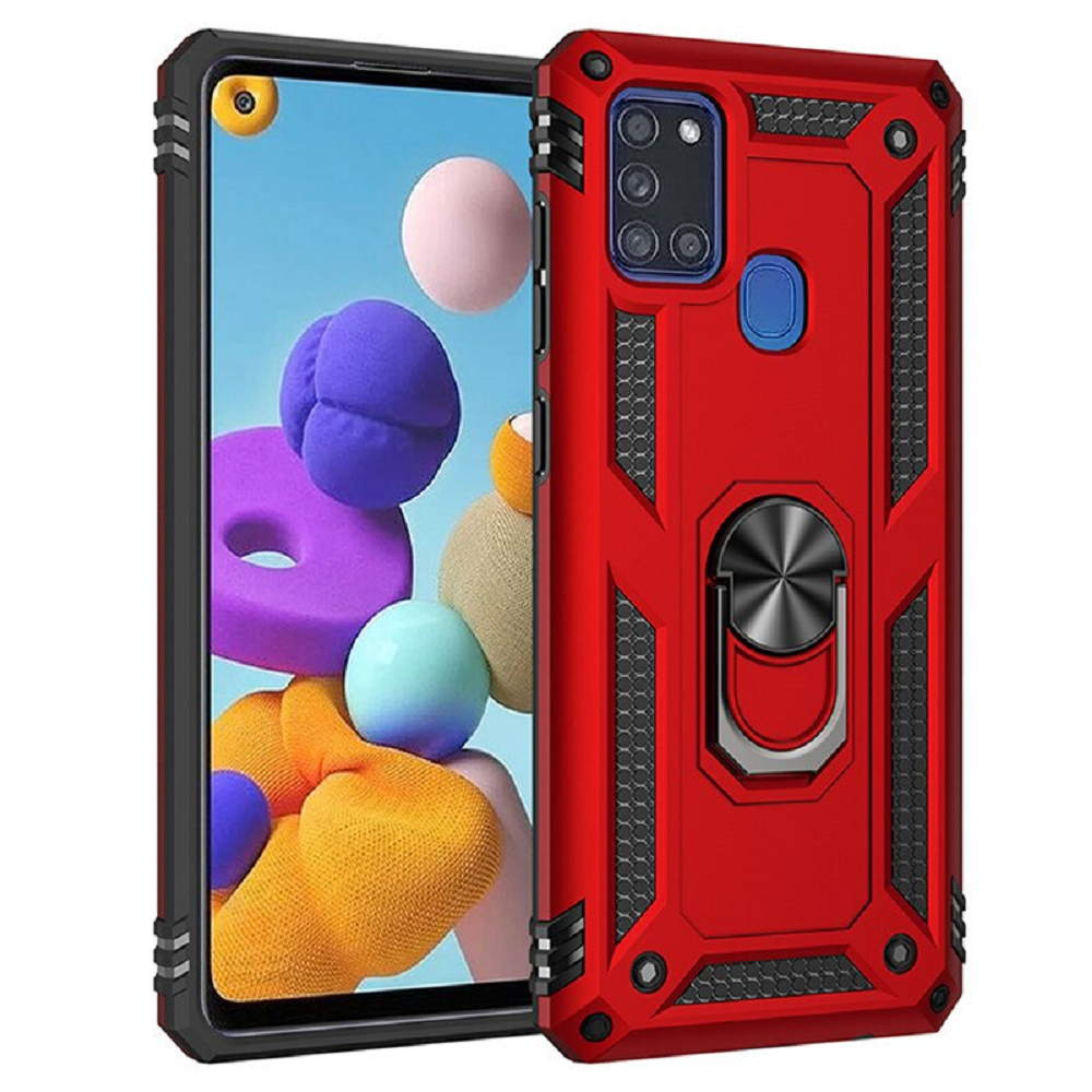 For Samsung Galaxy A21S Shockproof Case Magnetic Car Mount Ring Cover