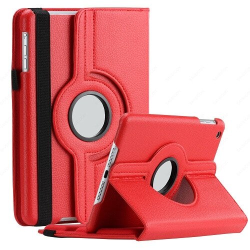 Galaxy Tab A7 Lite Rotating Case 360 Degree Leather Smart Cover (Red)
