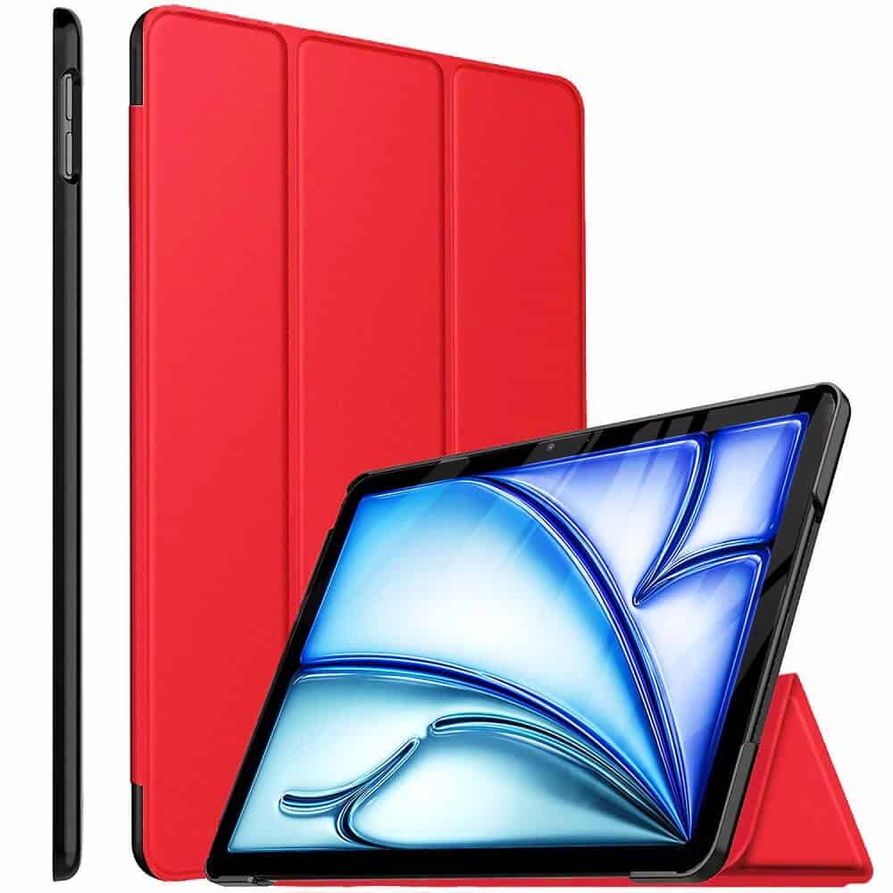 Apple iPad Air 11 2024 6th /5th /4th Gen Pro 11 inch Flip Cover Leather Stand Case Red