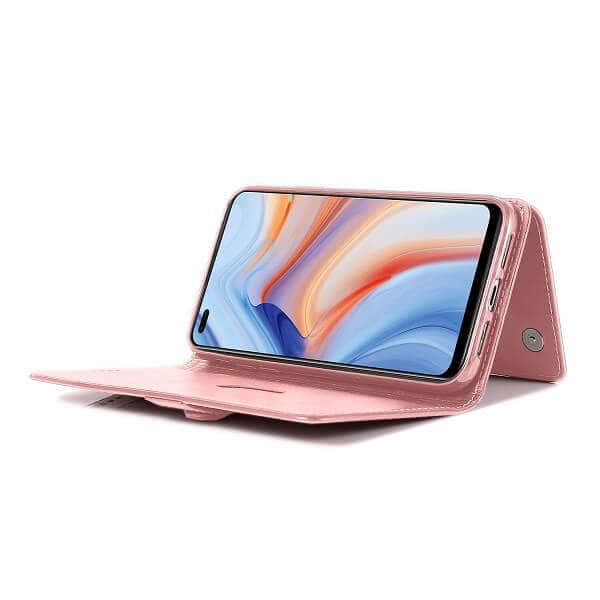 Oppo Reno4 5G Wallet Case Flip Leather Card Slots Pocket Magnetic Stand Cover (Rose Gold)