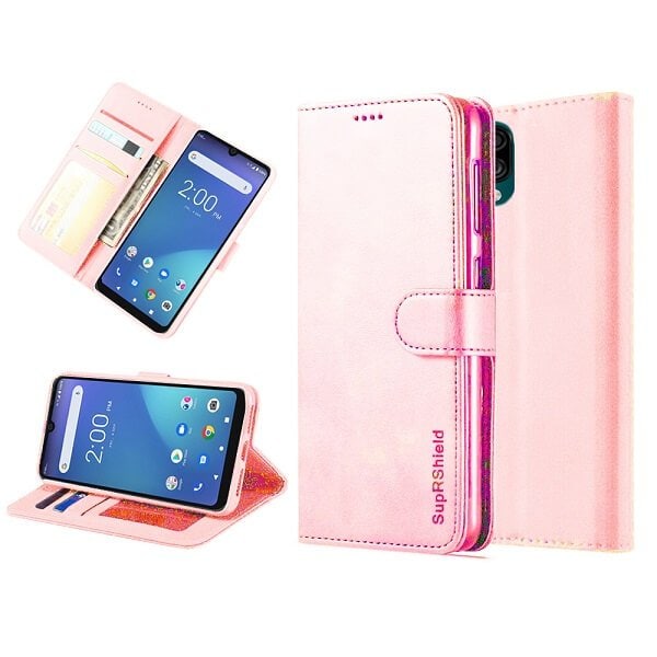 Telstra Essential Pro 2 SupRShield Wallet Leather Card Holder Flip Protective Shockproof Case Cover (Rose Gold)
